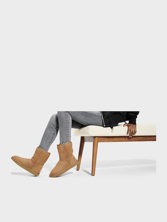 Suede Snow Boots with Fur Classic Short II Chestnut