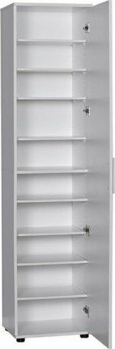 Flat Wooden Shoe Organizer with 10 Shelves White 45x36x187cm