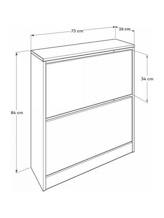Suport pentru pantofi Flat Duo cu 2 Rafturi Galben L73xW26xH84cm