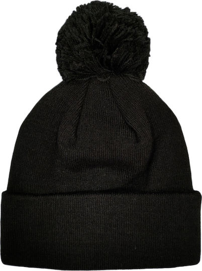 Velly Pom Pom Beanie Unisex Beanie Knitted in Black color