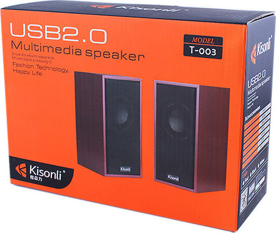 Kisonli T-003 Computerlautsprecher 2.0 mit Leistung 6W Rote