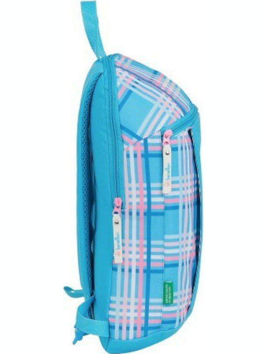 Benetton Tartan Ghiozdan Școlar De Spate Grădinița Albastru Deschis