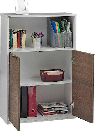 Office Storage Cabinet Wooden Walnut / White 76x34x111cm