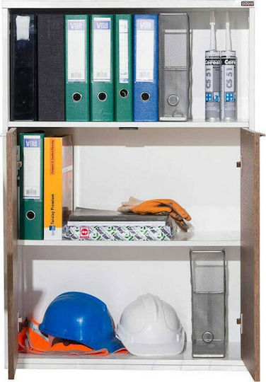 Office Storage Cabinet Wooden Walnut / White 76x34x111cm