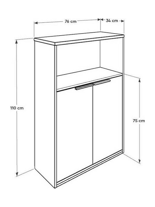 Kabinett Büro Καρυδί / Λευκό 76x34x111cm