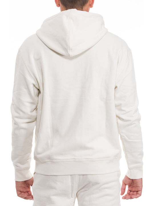 Hugo Boss Russell Sanyo Men's Sweatshirt Jacket with Hood and Pockets White