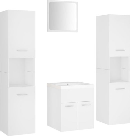 vidaXL Countertop with Sink, Mirror & Column L41xW38.5xH46cm White