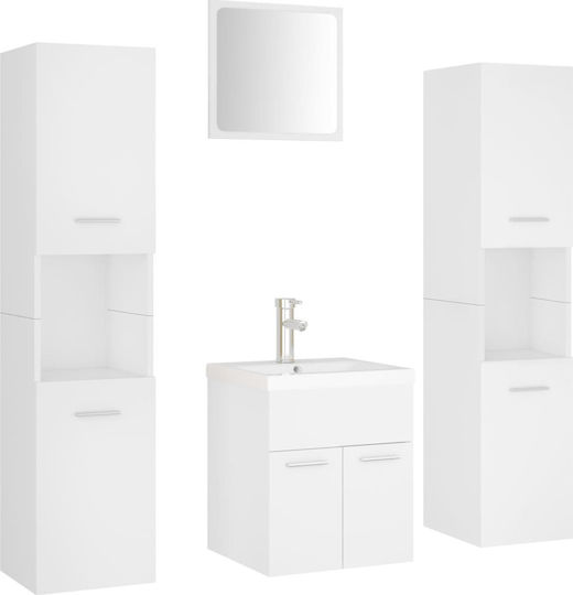 vidaXL Countertop with Sink, Mirror & Column L41xW38.5xH46cm White