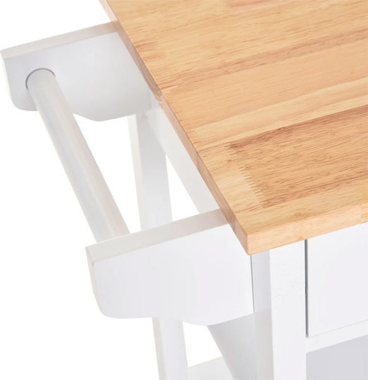 HomCom Τρόλεϊ Κουζίνας Ξύλινο 5 Θέσεων Λευκό 66x39.5x86.5cm