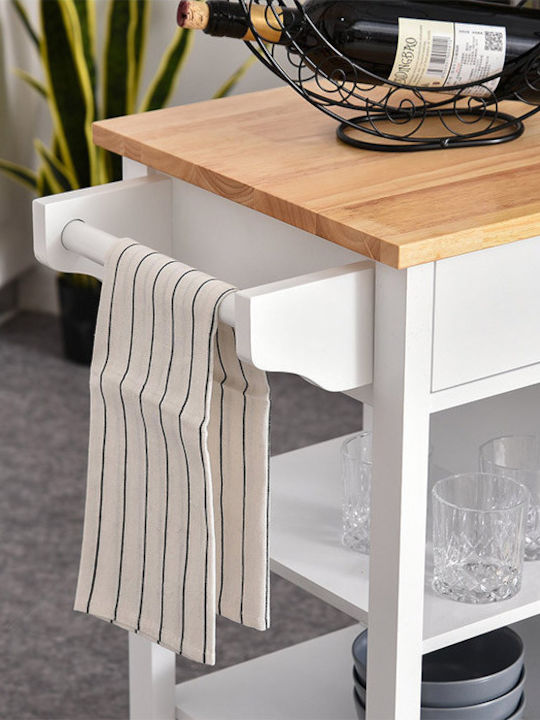 HomCom Wooden Kitchen Trolley 5 Tiers White 66x39.5x86.5cm