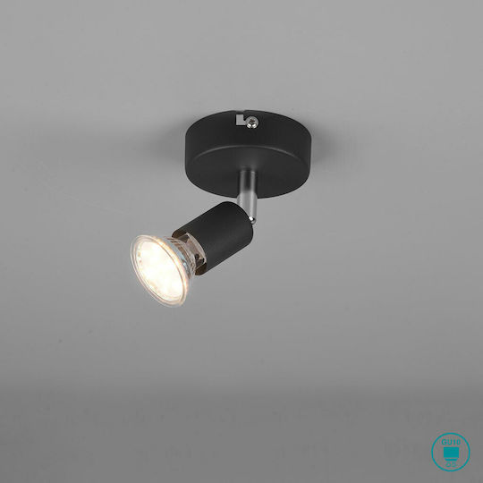 Trio Lighting Paris Einzel Spot mit Fassung GU10 in Schwarz Farbe