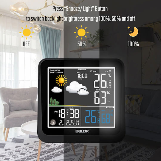 Baldr B0336 Wireless Digital Weather Station Tabletop Black