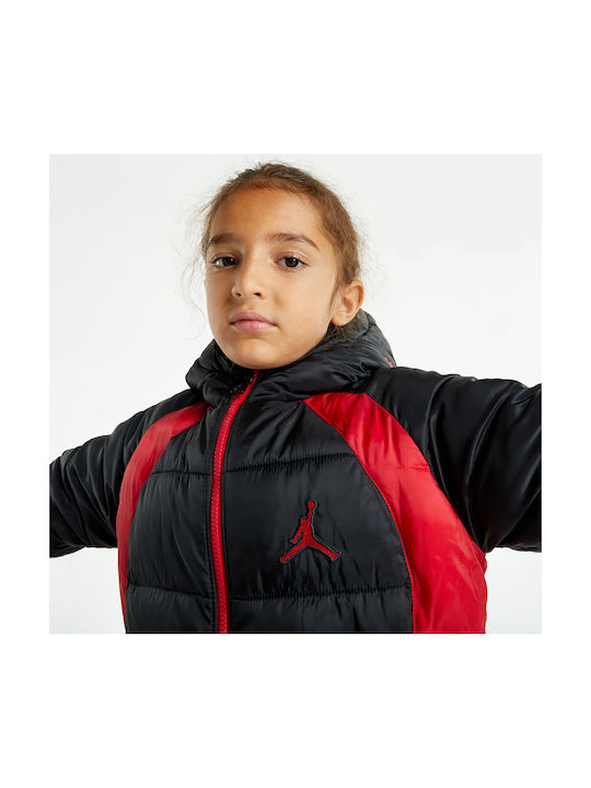 Jordan Παιδικό Αθλητικό Μπουφάν Κοντό με Κουκούλα Μαύρο