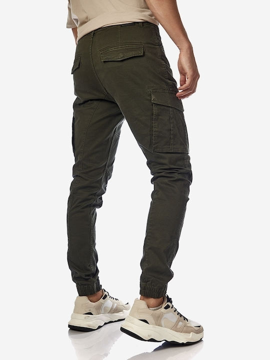 Brokers Jeans 21514-449-17 Ανδρικό Παντελόνι Cargo Ελαστικό σε Slim Εφαρμογή Oil