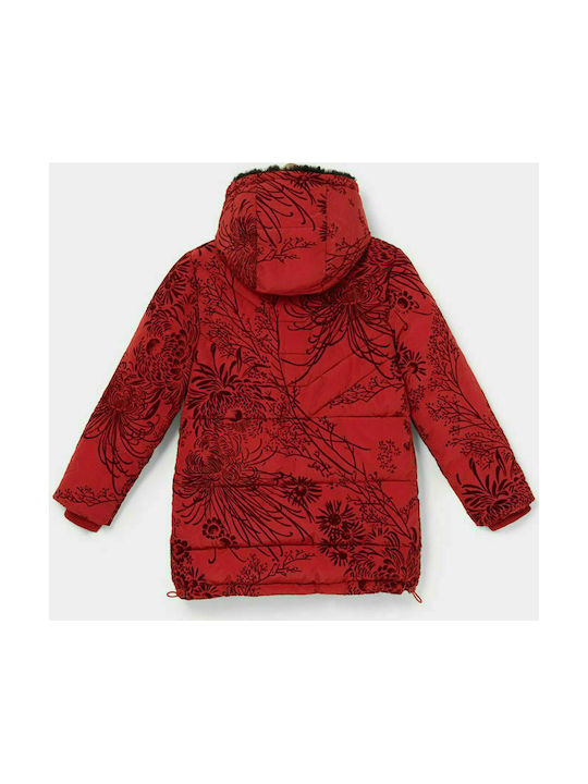 Desigual Kids Parka Long Hooded Red