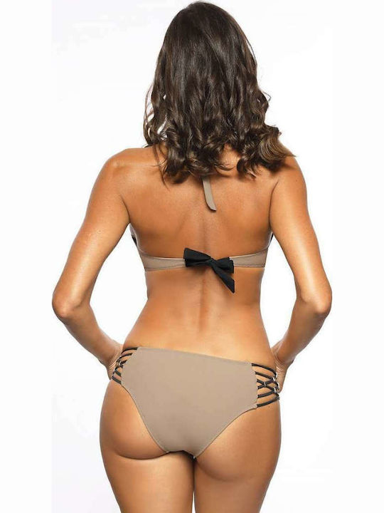 Marko Bikini Set Strapless Top & Slip Bottom M-559 Mocha/Silver 141243