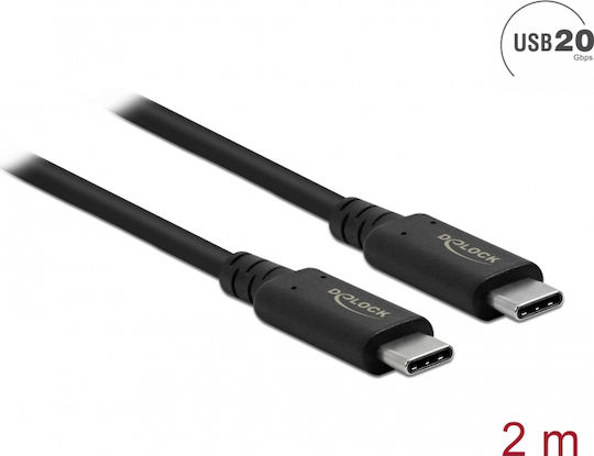 DeLock USB 2.0 Cable USB-C male - USB-C 100W PD Μαύρο 2m 86980