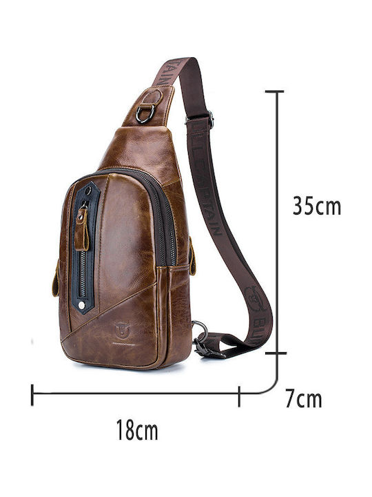 Leather Men's Bag Sling Brown