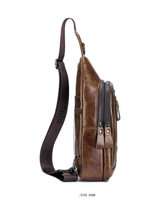 Leather Men's Bag Sling Brown