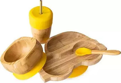 Eco Rascals Baby Food Plate Αυτοκίνητο made of Bamboo Yellow