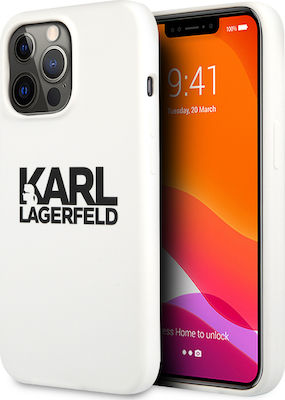 Karl Lagerfeld Stack Logo Silicone Back Cover White (iPhone 13 Pro Max)