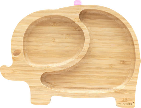 Eco Rascals Baby Food Plate Elephant made of Bamboo Pink