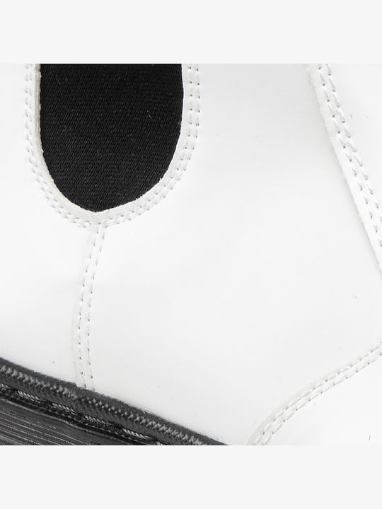 Piccadilly Leather Women's Chelsea Boots with Medium Heel White