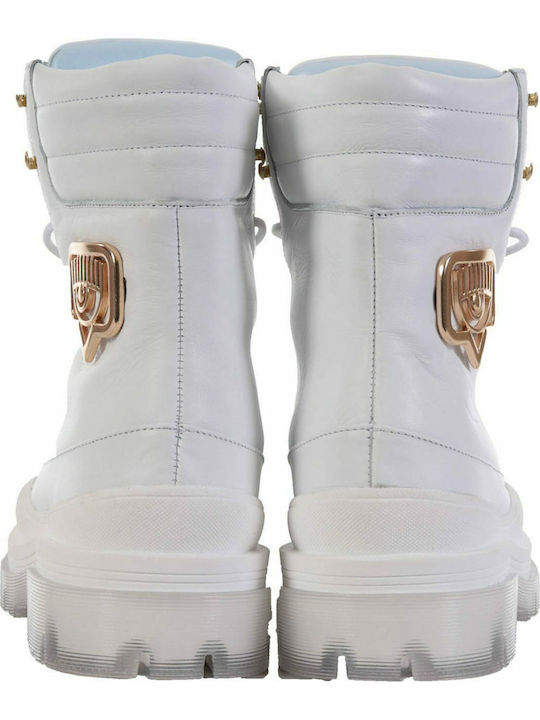 Leder Stiefeletten Damen Weiß
