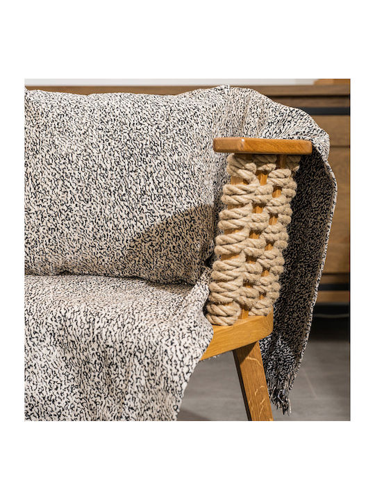 Cokitex Ani Armchair Throw Chenille 180x180cm Beige / Black
