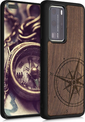 KWmobile Navigational Compass Wooden Back Cover Brown (Huawei P40 Pro)