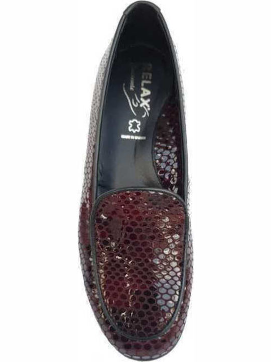 1255-651 Patent Leather Women's Moccasins in Burgundy Color E-1255