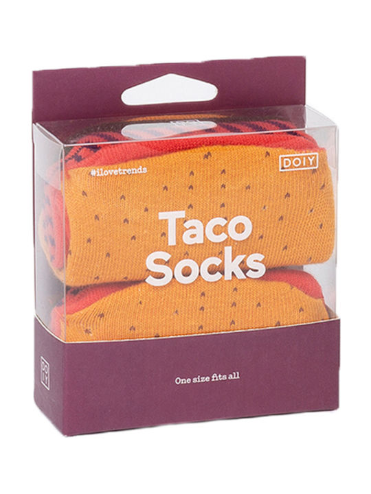 DOIY Taco Unisex Κάλτσες Με Σχέδια Κίτρινες