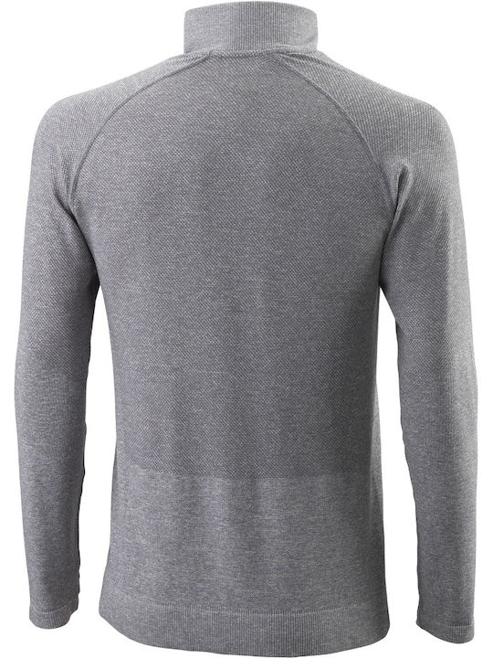 Wilson Seamless Herren Sportliches Langarmshirt Ausschnitt mit Reißverschluss Gray