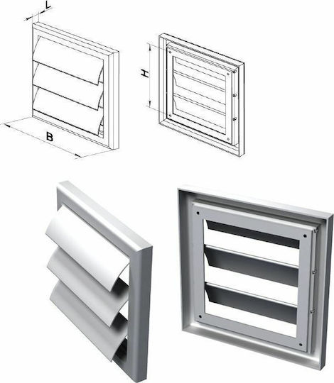 Vents Vent Louver 18.7x18.7cm Square with Screen