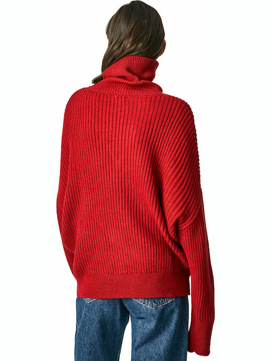 Pepe Jeans Vivian Women's Long Sleeve Sweater Turtleneck Red