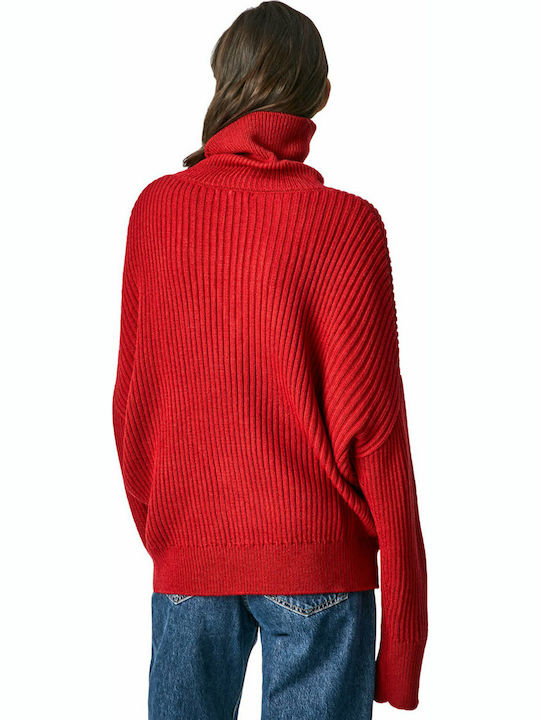 Pepe Jeans Vivian Damen Langarm Pullover Rollkragen Rot