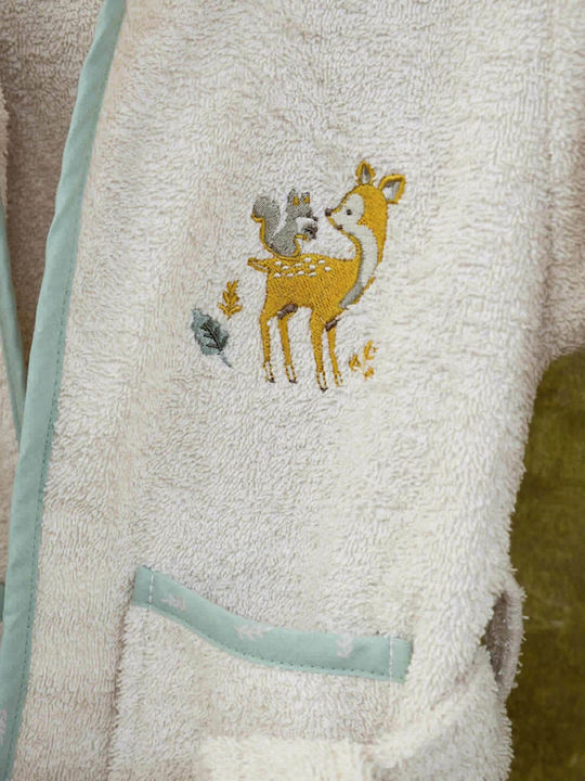 Nima Hooded Baby Bathrobe Caramel Forest Beige