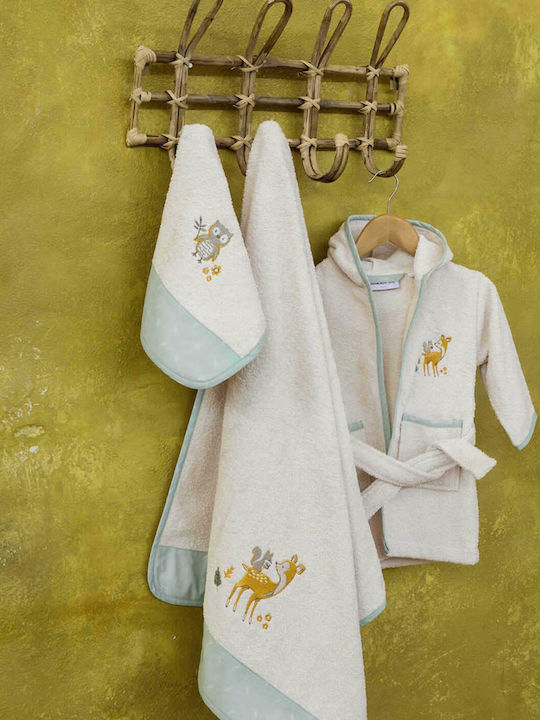 Nima Hooded Baby Bathrobe Caramel Forest Beige