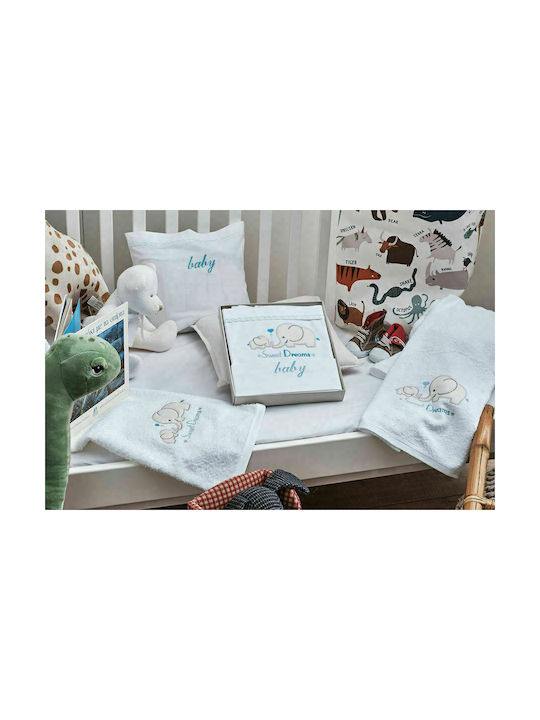 Cokitex Elephant Baby Sheets Set Crib Cotton Blue 120x160cm 3pcs