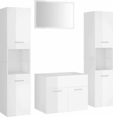 vidaXL Cabinet de baie fără chiuvetă L60xl38.5xH46cm cu oglindă și 2 coloane Alb