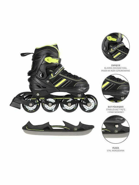 Nils 2 1 In-line & Hockey Inline Αυξομειούμενα Rollers Μαύρα Παιδικά