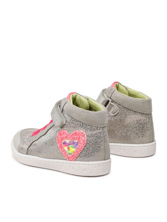 Kinder Sneakers Hoch mit Klettverschluss Silber