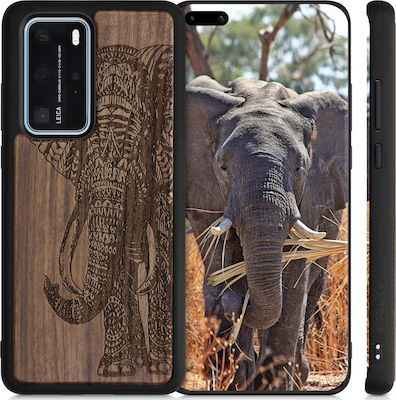 KWmobile Elephant Motif Wooden Back Cover Dark Brown (Huawei P40 Pro)