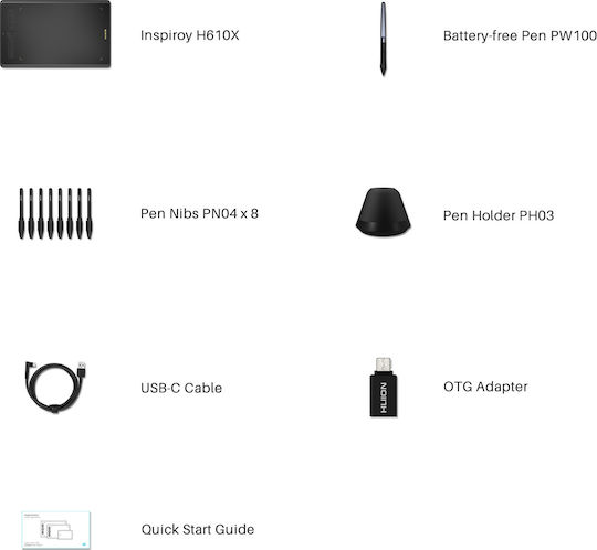 Huion Inspiroy H610X Γραφίδα Σχεδίασης χωρίς Οθόνη