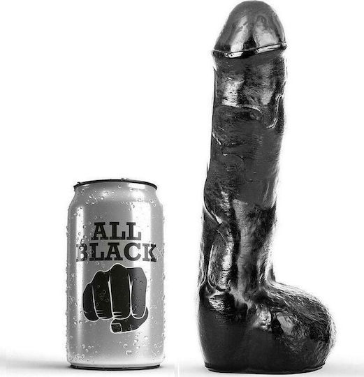 All Black Keith Realistic Dildo with Scrotum Black 20cm