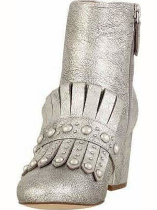Qamile Leather Women's Ankle Boots Silver