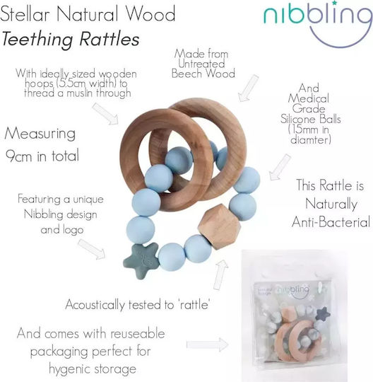 Nibbling Stellar Teething Ring from Wood for 0 Months+
