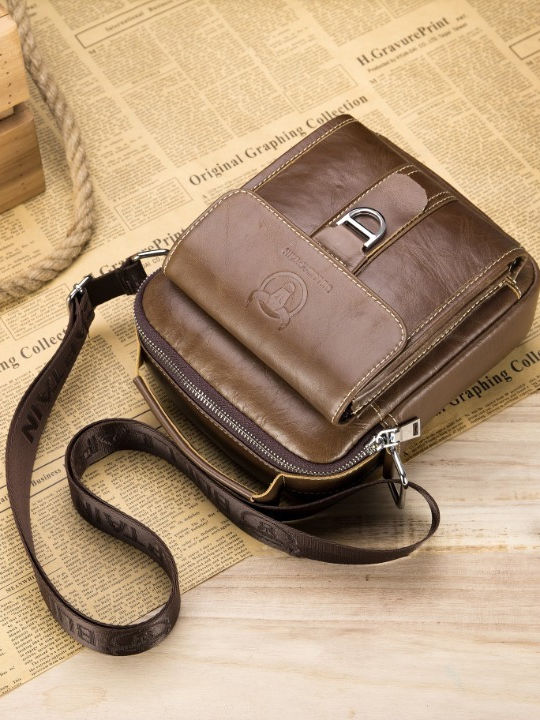 DJB-038 Leather Men's Bag Shoulder / Crossbody Brown