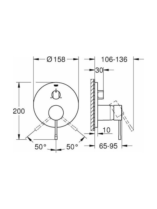 Grohe Essence Built-in Faucet Mixer for Shower 3 Exits Copper