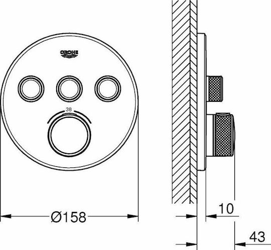 Grohe Grohtherm Smart Control Built-in Faucet Mixer for Shower 3 Exits